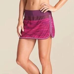 Athleta Ramp It‎ Up Skort Maroon/Pink SpaceDye Print Hiking Tennis Golf Size 4